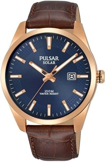 Zegarek męski PULSAR Classic Solar, PX3186X1, brązowo-złoty Pulsar