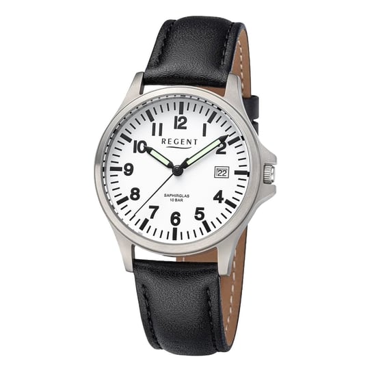 Zegarek męski Regent analogowy pasek skórzany czarny UR1092567 Regent