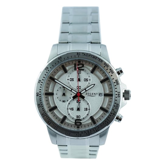 Zegarek męski Regent chronograf metalowa bransoleta srebrny UR1152507 Regent