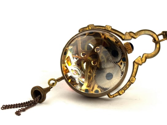Zegarek na łańcuszku Czas Zatopiony w Krysztale, złoty Drobiny Czasu
