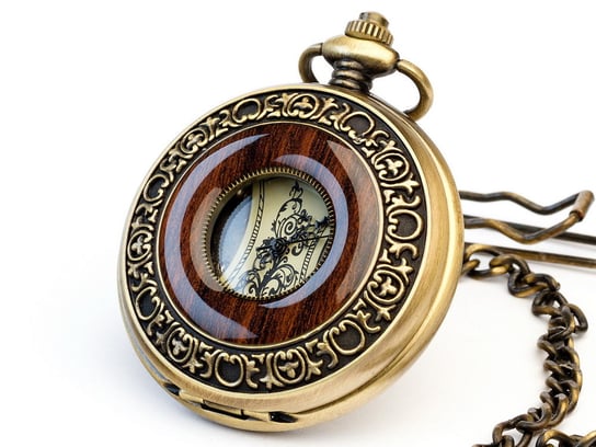 Zegarek na łańcuszku Elegancja w drewnie II, złoty Drobiny Czasu