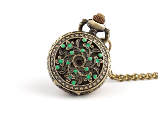 Zegarek na łańcuszku Jarzębinka I, złoto-zielony Drobiny Czasu