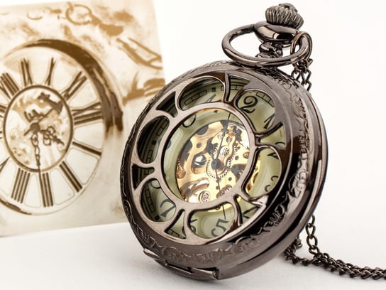 Zegarek na łańcuszku Kwiatowa nostalgia, brązowy Drobiny Czasu