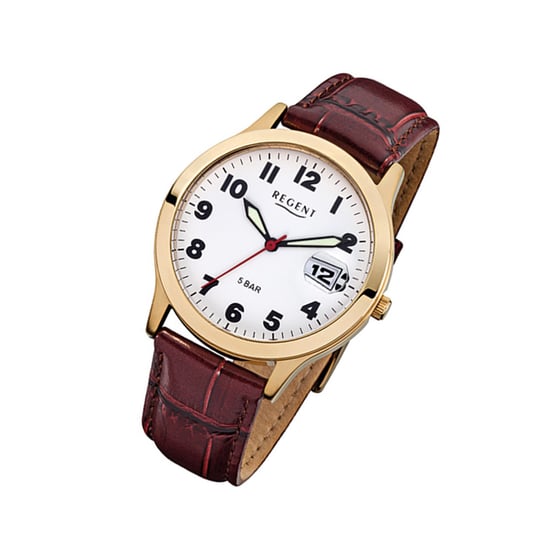 Zegarek na rękę Regent brązowy F-789 męski analogowy zegarek kwarcowy URF789 Regent