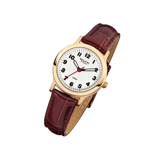 Zegarek na rękę Regent brązowy F-825 damski analogowy zegarek kwarcowy URF825 Regent