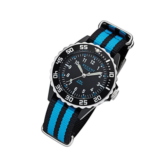 Zegarek na rękę Regent czarno-niebieski F-1126 dziecięcy analogowy zegarek kwarcowy URF1126 Regent