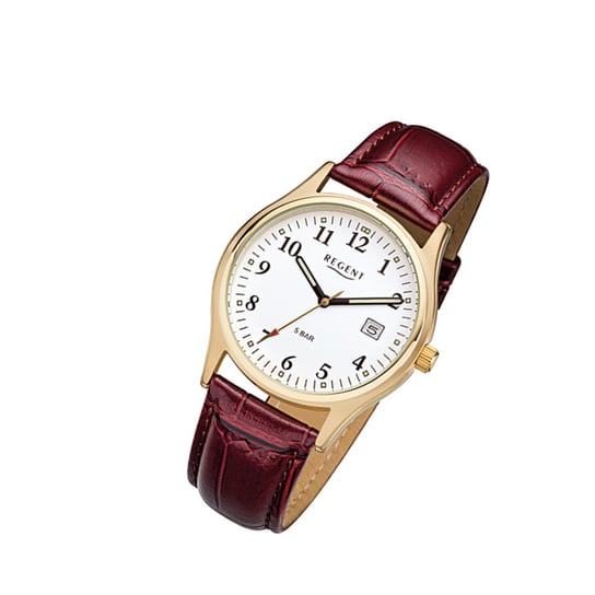 Zegarek na rękę Regent czerwono-brązowy męski analogowy zegarek kwarcowy F-1024 URF1024 Regent