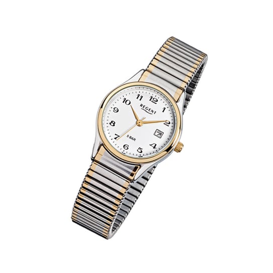 Zegarek na rękę Regent srebrno-złoty F-461 damski i męski analogowy zegarek kwarcowy URF461 Regent