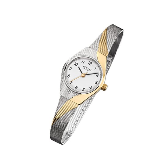 Zegarek na rękę Regent srebrno-złoty F-746 damski analogowy zegarek kwarcowy URF746 Regent
