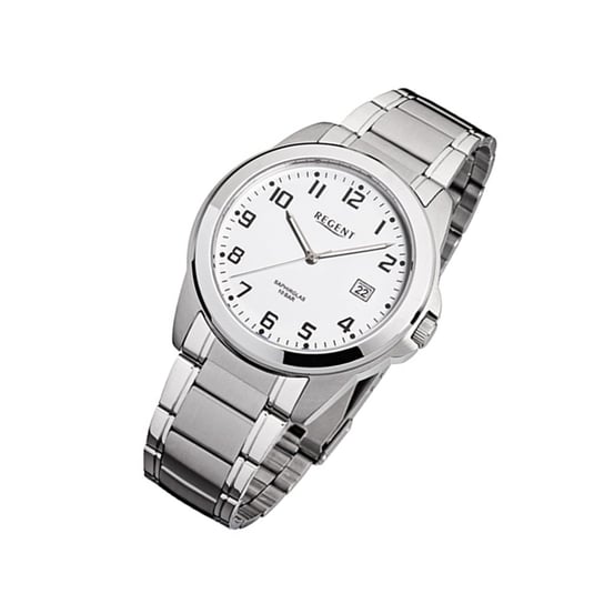 Zegarek na rękę Regent srebrnoszary F-923 męski analogowy zegarek kwarcowy URF923 Regent