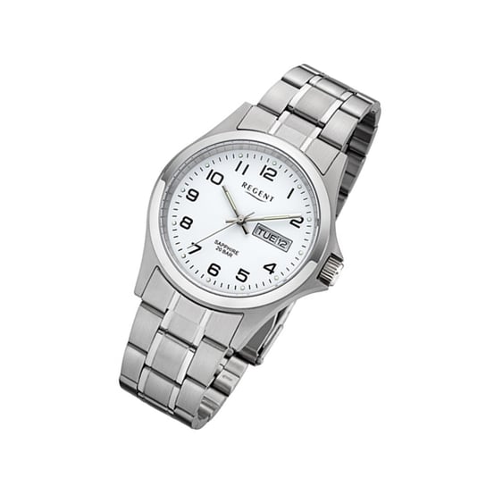 Zegarek na rękę Regent srebrny F-1040 męski analogowy zegarek kwarcowy URF1040 Regent