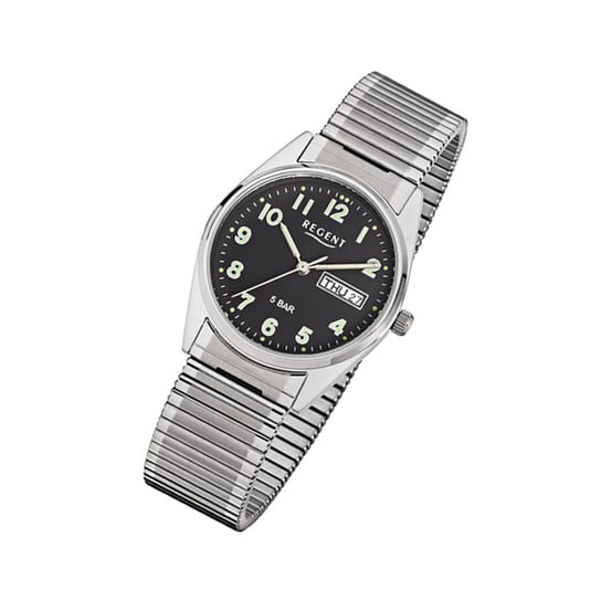 Zegarek na rękę Regent srebrny F-291 męski analogowy zegarek kwarcowy URF291 Regent