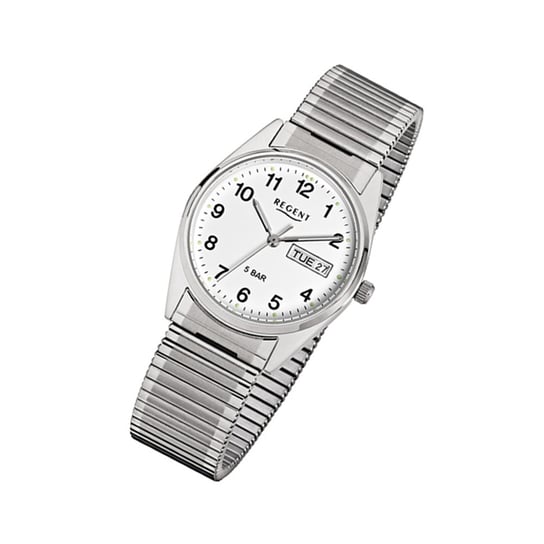 Zegarek na rękę Regent srebrny F-292 męski analogowy zegarek kwarcowy URF292 Regent