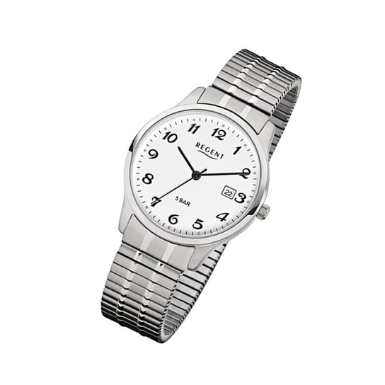 Zegarek na rękę Regent srebrny F-875 męski analogowy zegarek kwarcowy URF875 Regent