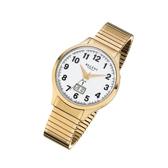Zegarek na rękę Regent złoty FR-209 męski analogowo-cyfrowy zegarek sterowany radiowo URFR209 Regent