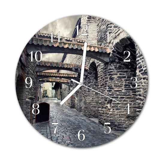 Zegarek na szkle na ścianę Okrągły Aleja Miasto Tulup