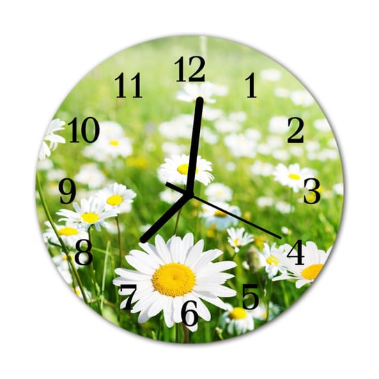 Zegarek na szkle Prezent Okrągły Stokrotki Kwiaty Tulup
