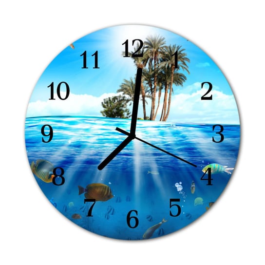 Zegarek na szkle Prezent Okrągły Wyspa ryb Natura Tulup