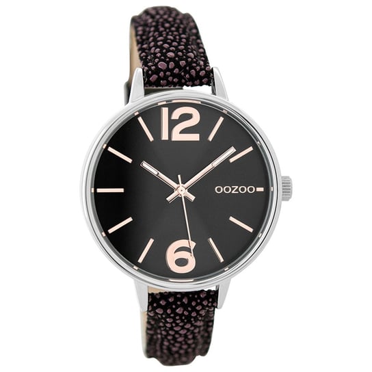 Zegarek Oozoo fioletowy czarny skórzany C9484 Zegarki damskie analogowy kwarcowy UOC9484 Oozoo