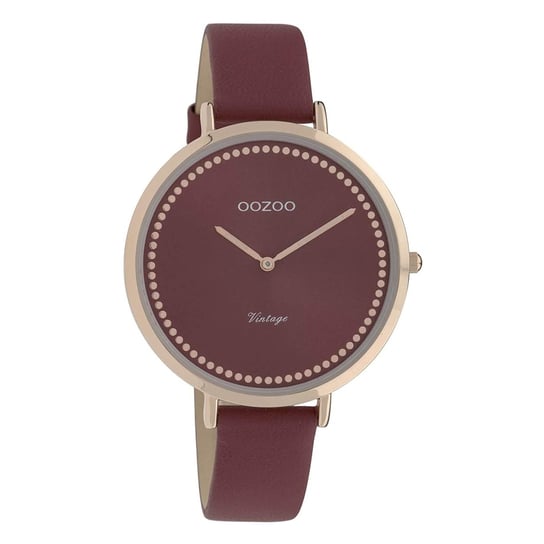 Zegarek Oozoo w kolorze czerwonego wina, skórzany C9851 Ultra cienki damski analogowy zegarek kwarcowy UOC9851 Oozoo