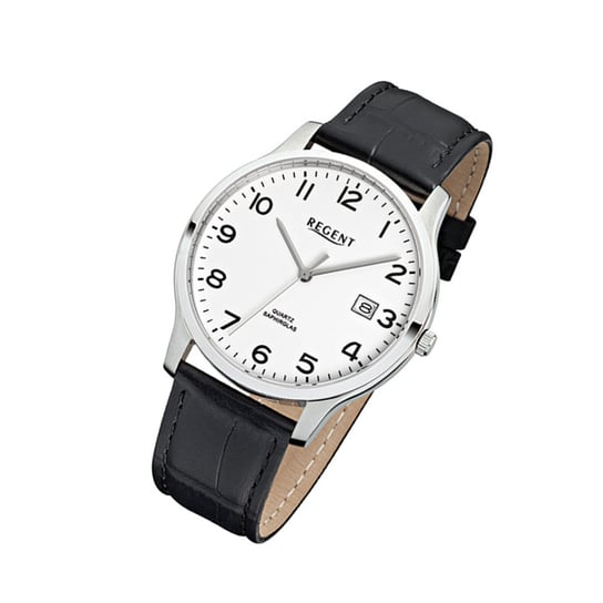 Zegarek Regent czarny F-1025 męski analogowy zegarek kwarcowy URF1025 Regent