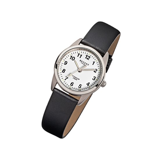 Zegarek Regent czarny F-441 damski analogowy zegarek tytanowy URF441 Regent