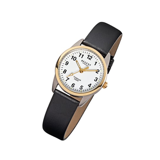 Zegarek Regent czarny F-661 damski analogowy zegarek tytanowy URF661 Regent