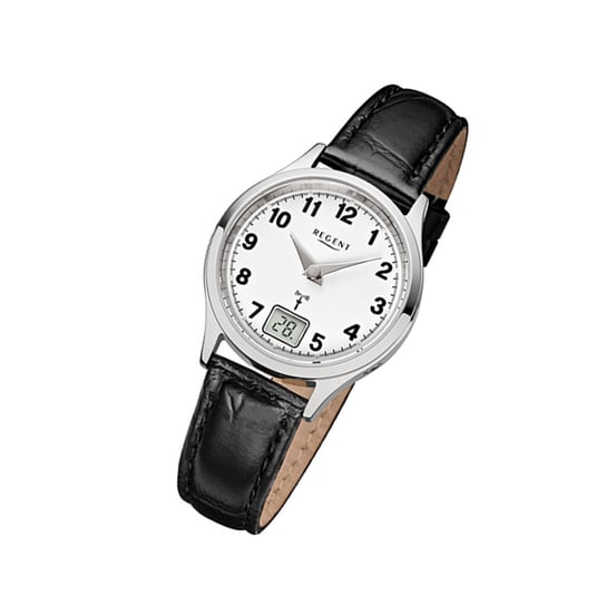 Zegarek Regent czarny FR-192 damski analogowo-cyfrowy zegarek sterowany radiowo URFR192 Regent