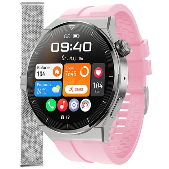 Zegarek Smartwatch Damski Enter SAT.111.5319.1411-SET różowy pasek bransoleta Inna marka