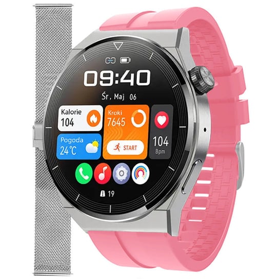Zegarek Smartwatch Damski Enter SAT.111.539.1411-SET różowy pasek bransoleta Inna marka