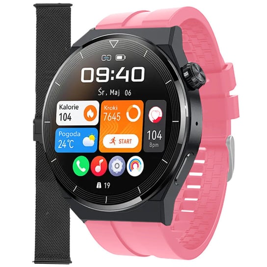 Zegarek Smartwatch Damski Enter SAT.14.539.144-SET różowy pasek bransoleta Inna marka