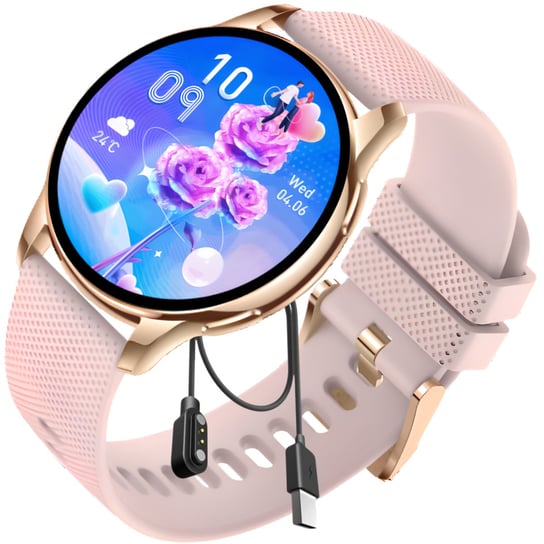 Zegarek Smartwatch, Damski Z Funkcja Rozmowy, Złoty AMOLED DEVILL