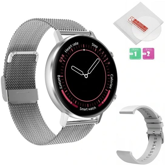 Zegarek Smartwatch DT96 Srebrny Silikonowy + Bransoleta DT NO.1