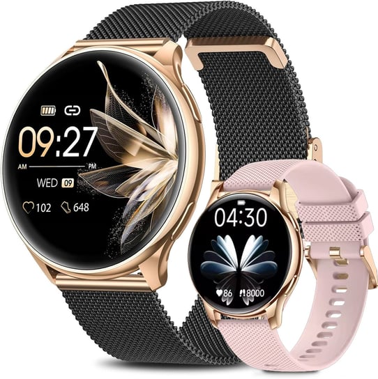 Zegarek SMARTWATCH Rubicon RNCF30 rosegold/black bransoleta + pasek  - Z ROZMOWAMI 300mAh krokomierz puls Rubicon