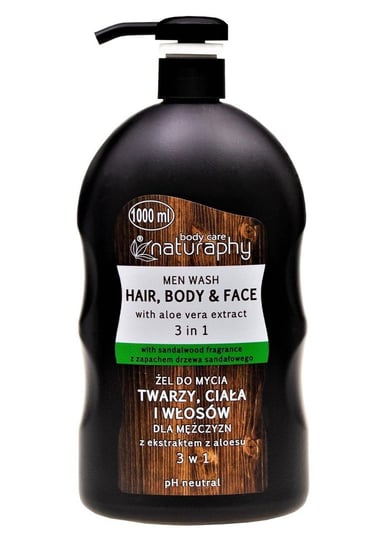 Żel do mycia twarzy, ciała i włosów dla mężczyzn z ekstraktem z aloesu 3w1 1L Blux Cosmetics