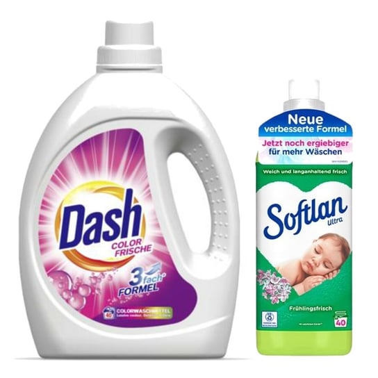Żel do prania koloru DASH + Płyn do płukania SOFTLAN Fruhlingsfrisch 40 prań DASH