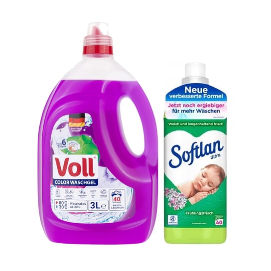 Żel do prania koloru VOLL + Płyn do płukania SOFTLAN Fruhlingsfrisch 40 prań Voll