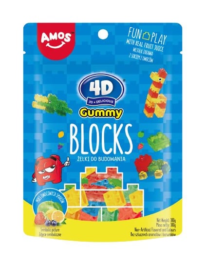 Żelki Klocki Do Budowania 4D Gummy Blocks 100G Amos