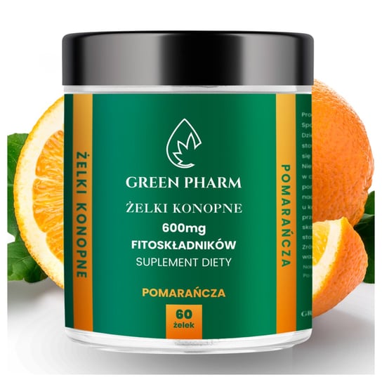 Żelki Konopne CBD 600 mg Pomarańczowe 60 Sztuk Polskie Certyfikowane Green Pharm