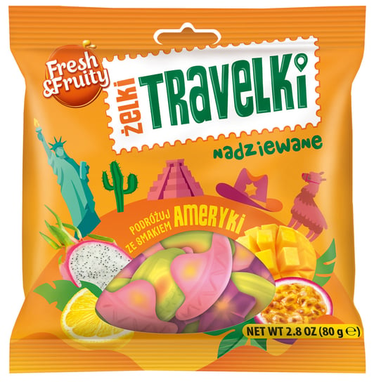 Żelki Travelki Smaki Ameryki Fresh&Fruity 80G Wawel