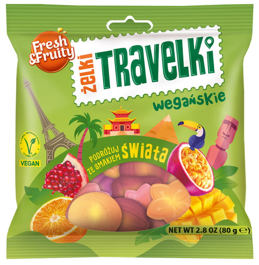 Żelki Wegańskie Travelki Smaki Świata Fresh&Fruity 80G Wawel
