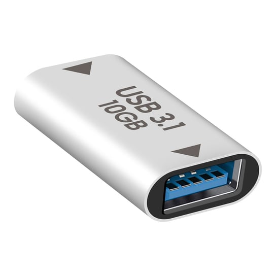 Zenski adapter USB-C na zenski USB 3.1 Szybki transfer 10 Gb/s Srebrny Avizar