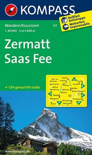 Zermatt, Saas Fee. Mapa 1:40 000 Opracowanie zbiorowe