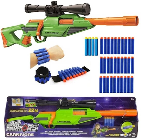 Zesatw Pistolet Buzz Bee Air Warriors Carnivore 561005 + 30 strzałek + opaska Inna marka