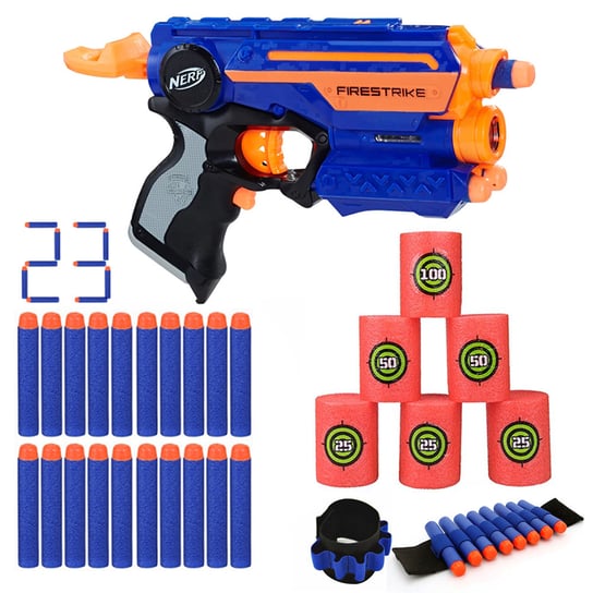 Zesatw Pistolet Nerf N-Strike Elite Firestrike + 20 strzałek + cele + opaska Hasbro