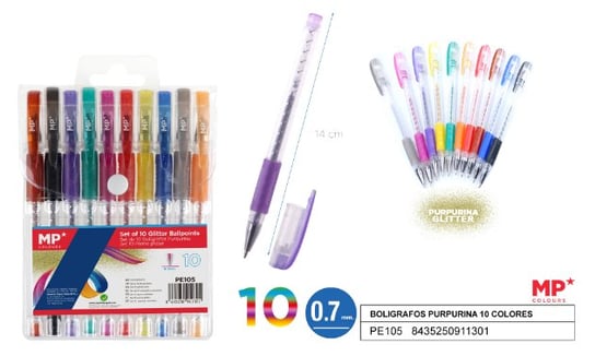 Zestaw 10szt długopisów brokatowych MP PE105 MP Colors