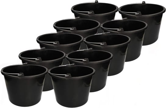 Zestaw 10Szt Wiadro Budowlane Gospodarcze Do Zaprawy Plastikowe Czarne 16L Kotarbau