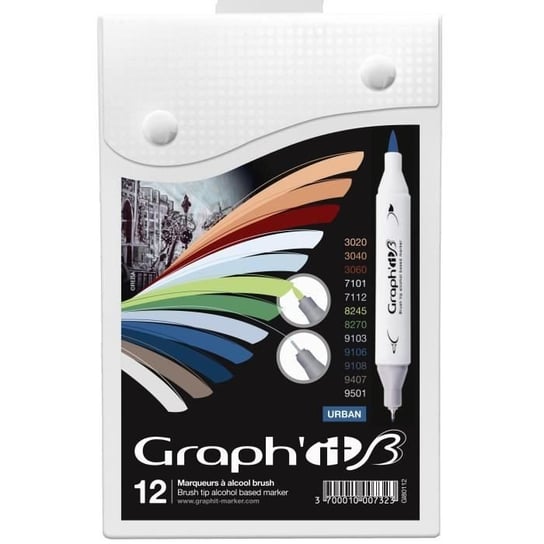 Zestaw 12 markerów miejskich Graph'it Brush - Graph it Multicolor - różne Inna marka