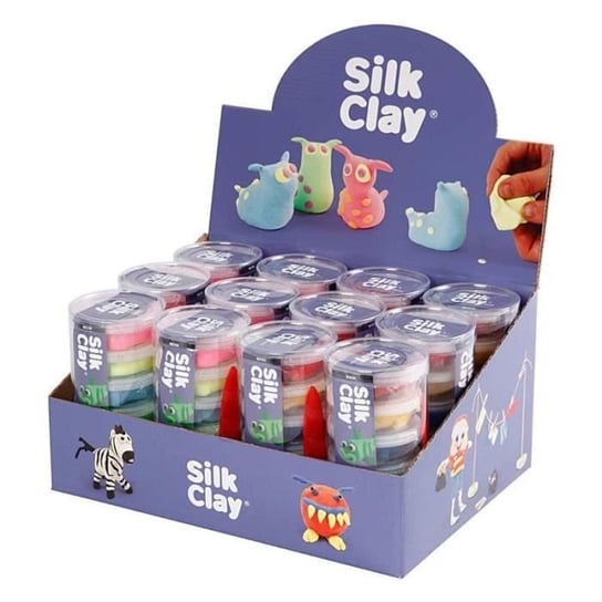 Zestaw 12 modeli gliny Silk Clay - Kolory podstawowe i neonowe - Kreatywna zabawka dla dzieci Inna marka