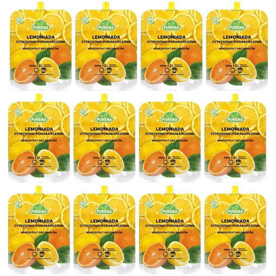 Zestaw 12 x Lemoniada cytryna pomarańcza koncentrat Purena